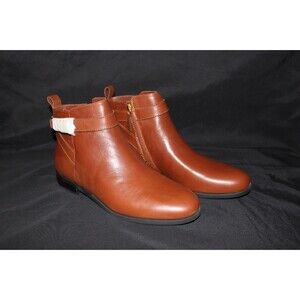 Lauren Ralph Lauren Women's Size 10 B Bonne Leather Tan Ankle Boots Gold Logo